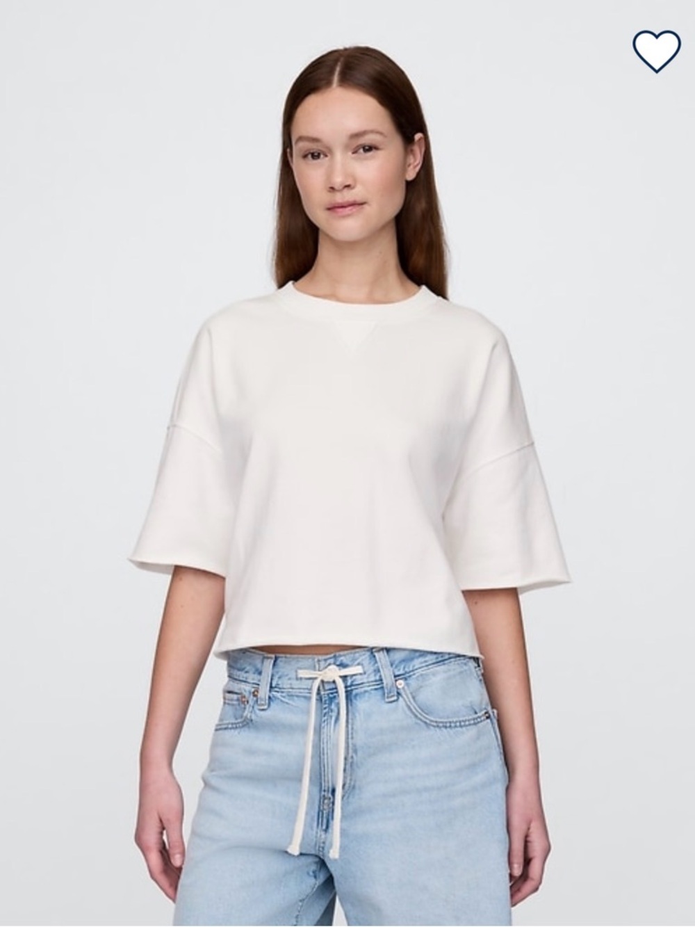 GAP Cream Boxy Crop Short Sleeve Top